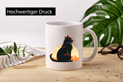 Katze | Großstadt Sonnenaufgang lustiger Spruch Geschenk Tierliebhaber Humor