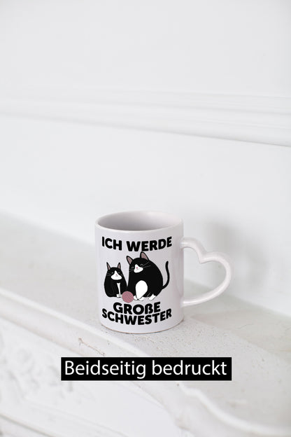 Ich werde große Schwester | Katze Wollknäuel lustiger Spruch Geschenk