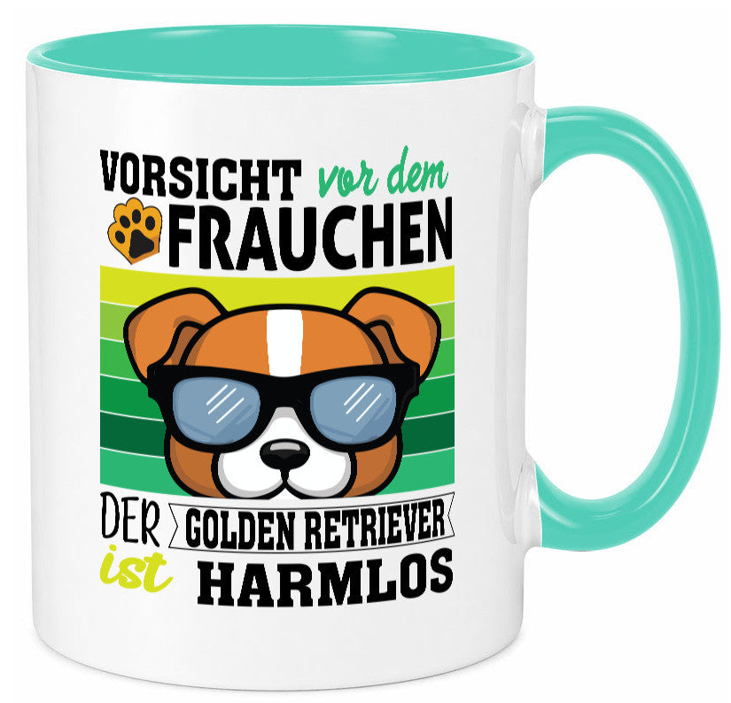 Vorsicht vor dem Frauchen Golden Retriever ist Harmlos lustiger Spruch Geschenk