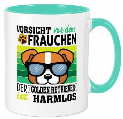 Vorsicht vor dem Frauchen Golden Retriever ist Harmlos lustiger Spruch Geschenk