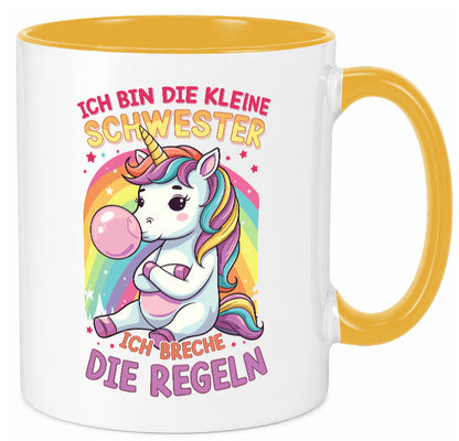 Bin die Kleine schwester ich breche Regeln | Einhorn Humor Geschenkidee Tasse