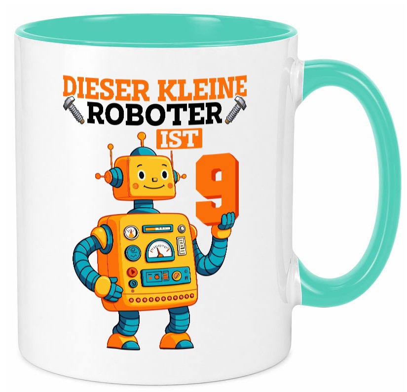 9. Geburtstag | 9 Jahre Roboter Junge lustig Geschenkidee Geschenk Tasse