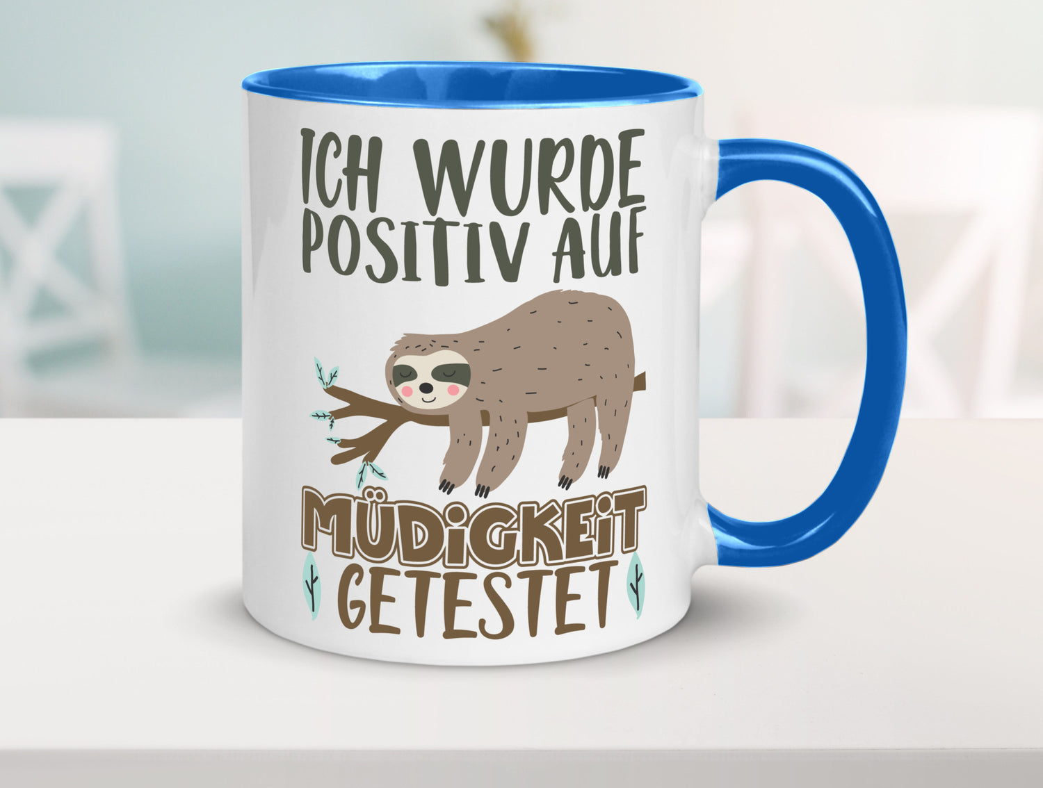 Positiv auf Müde getestet lustiger Spruch Geschenk Humor Geschenkidee Tasse