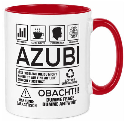 Achtung Probleme Azubi | Ausbildung Lehre Lehrling lustiger Spruch Geschenk Tasse
