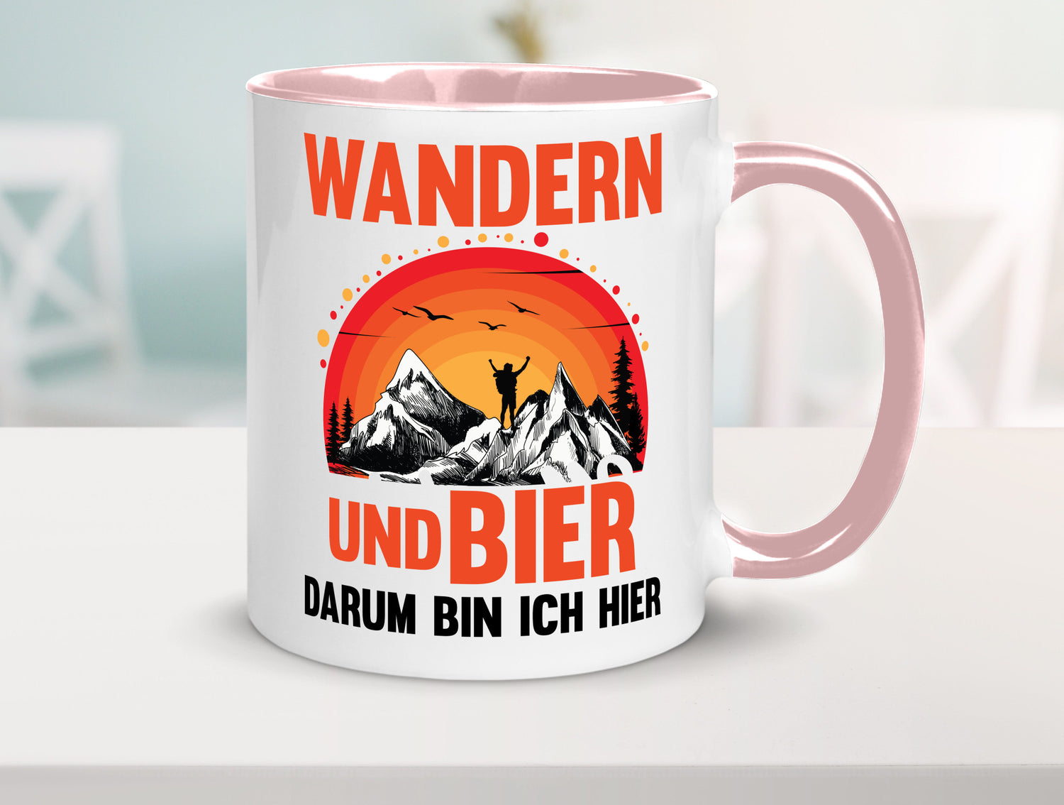Wandern und Bier darum bin ich hier | lustiger Spruch Geschenk Humor