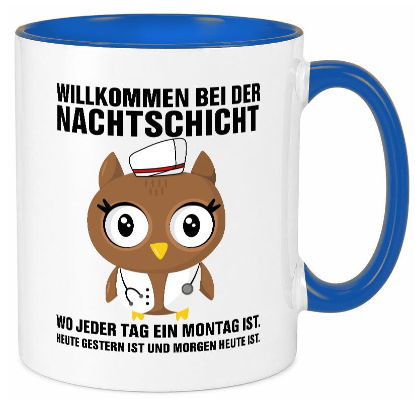 Nachtschicht | müde Eule Sanitäter Krankenschwester Humor Geschenkidee Tasse