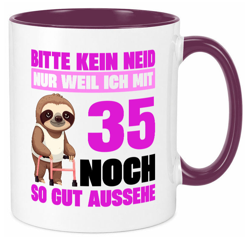 35. Geburtstag | Bitte kein neid Faultier 35 Jahre lustig Geschenkidee Geschenk Tasse