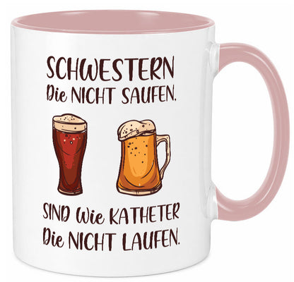 Schwestern die nicht saufen, Katheder laufen | Gläser lustiger Spruch Geschenk