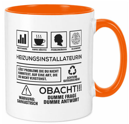 Achtung Probleme Heizungsinstallateurin | Heizung Humor Geschenkidee Tasse