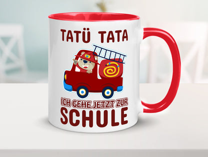 Bär in Feuerwehrauto | Tatü Tata Einschulung Tasse Humor Geschenkidee