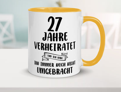 27 Jahre Verheiratet, immer noch am Leben! Geschenkidee Humor Tasse