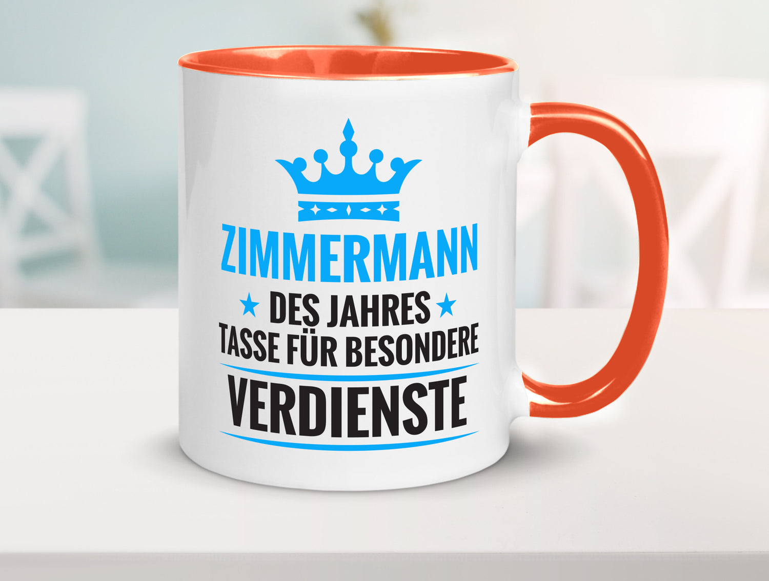 Besonderer Verdienst:Zimmermann | Handwerker Holzbau Humor Geschenkidee Tasse