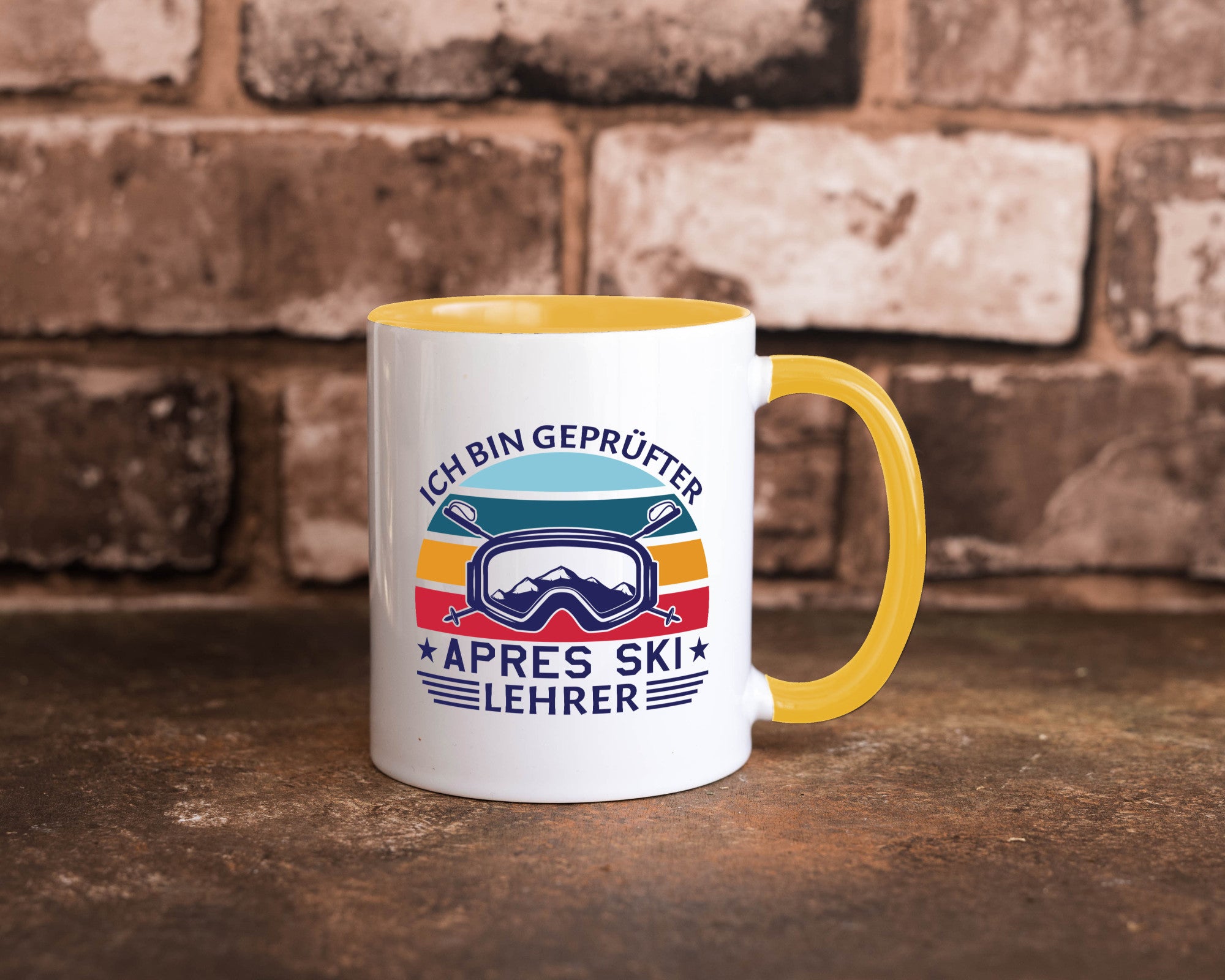 Geprüfter Apres Ski Lehrer | Ski-Brille Berge Ski-Stöck lustig Humor