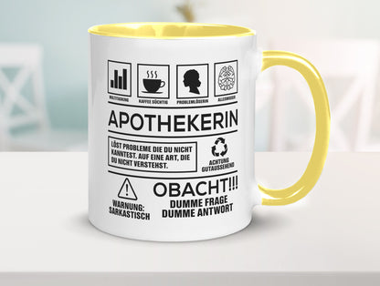 Achtung Probleme Apothekerin | Apotheke Pharmazie Humor Geschenkidee Tasse