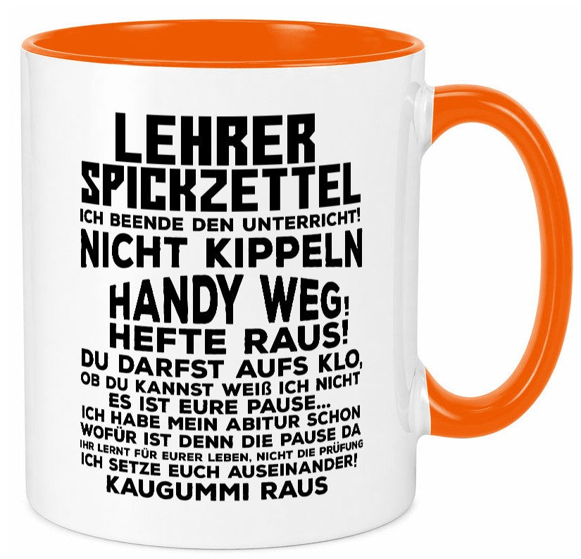 Lehrer Spickzettel | Beruf Tasse lustiger Spruch Geschenkidee Arbeit Kollegen