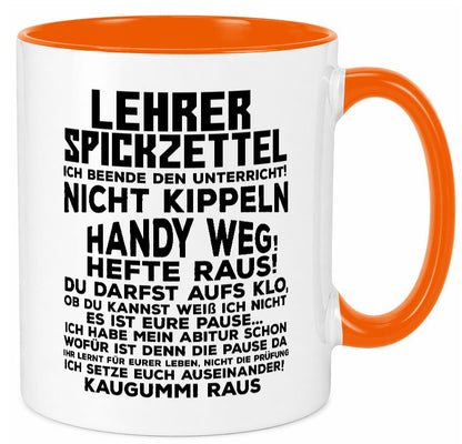 Lehrer Spickzettel | Beruf Tasse lustiger Spruch Geschenkidee Arbeit Kollegen