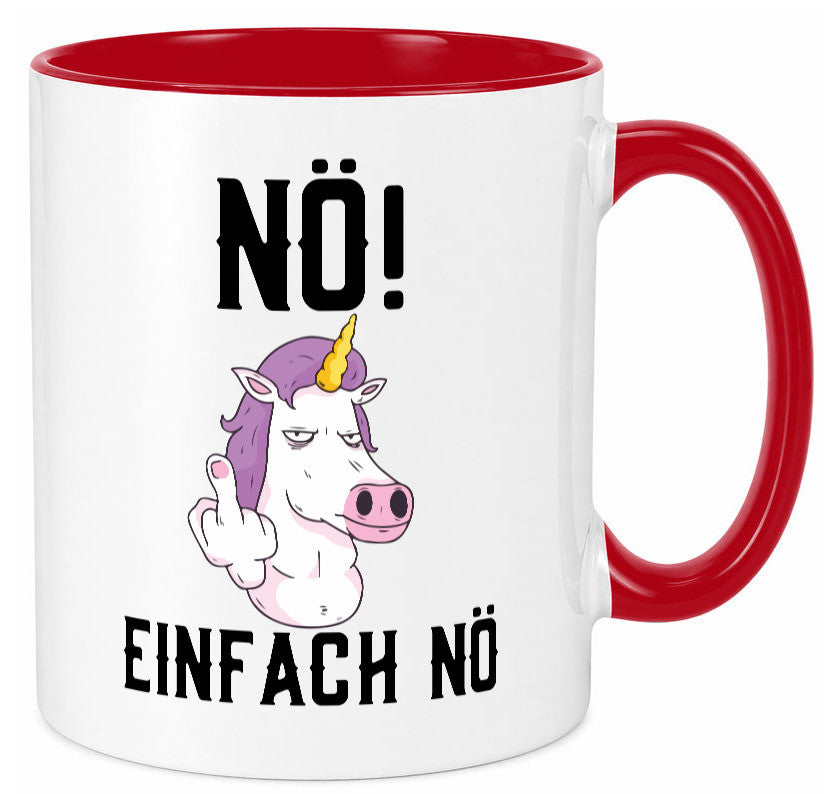 Einfach Nö | Keinen Bock Einhorn Mittelfinger Comic Geschenkidee Humor Tasse
