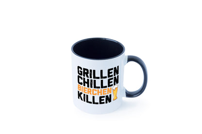 Grillen Chillen Bierchen Killen | Grillmeister Party Geschenk Humor Tasse