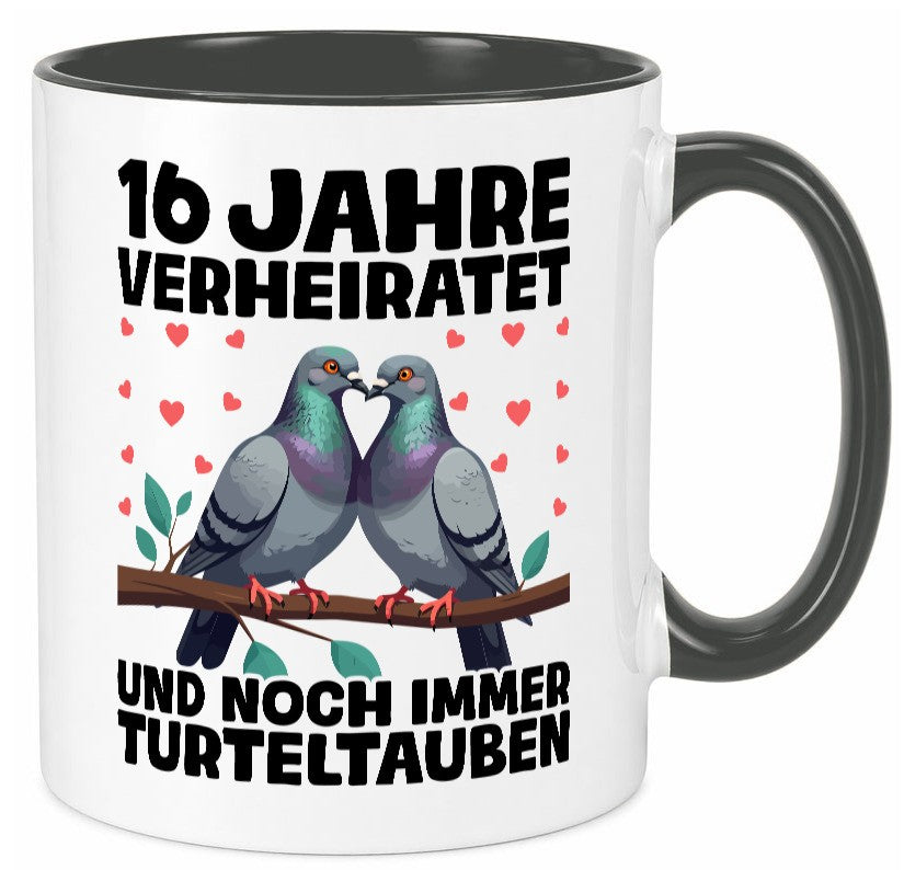 16 Jahre verheiratet | Turteltauben Ehe Ehepaar Geschenk Humor Geschenkidee Tasse