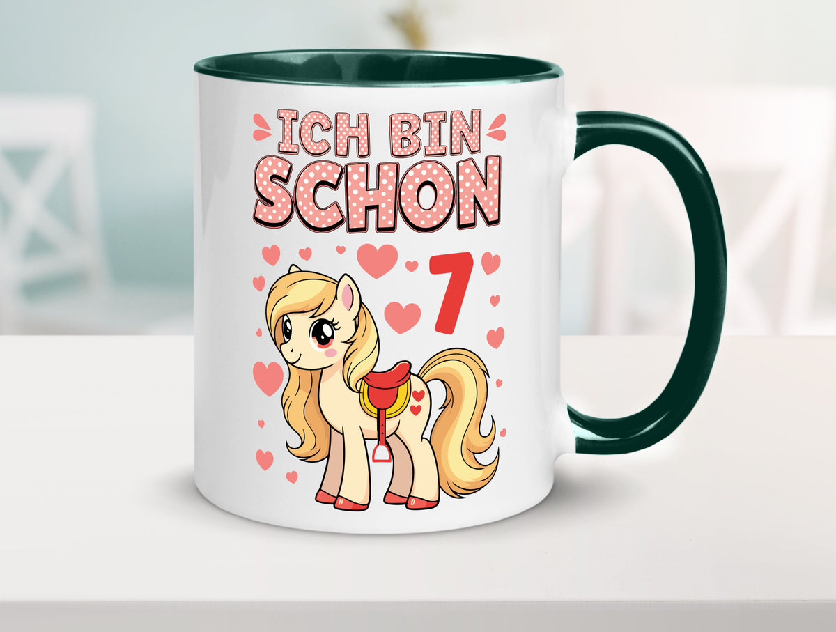 7. Geburtstag | 7 Jahre Mädchen Reiten Pony lustiger Spruch Geschenk Tasse