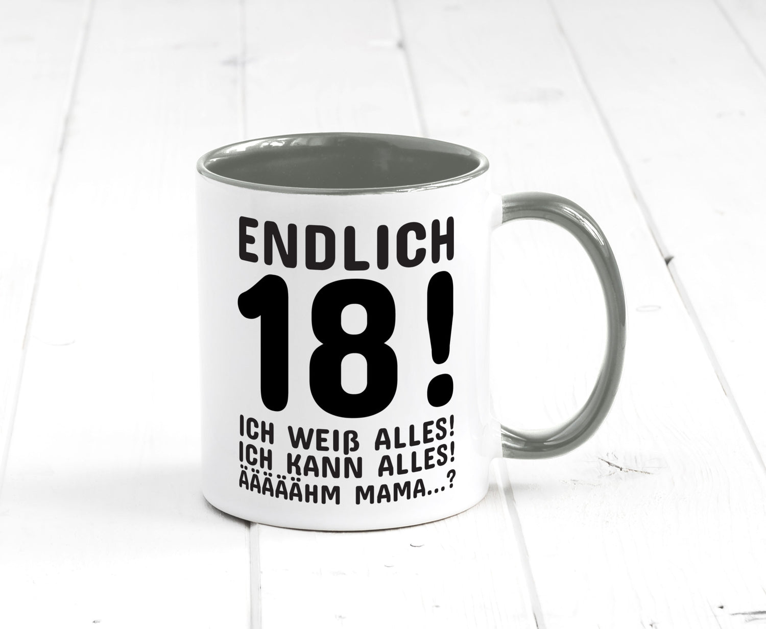 Endlich 18 | Geburtstag Tasse volljährig Erwachsen lustig Geschenkidee Geschenk