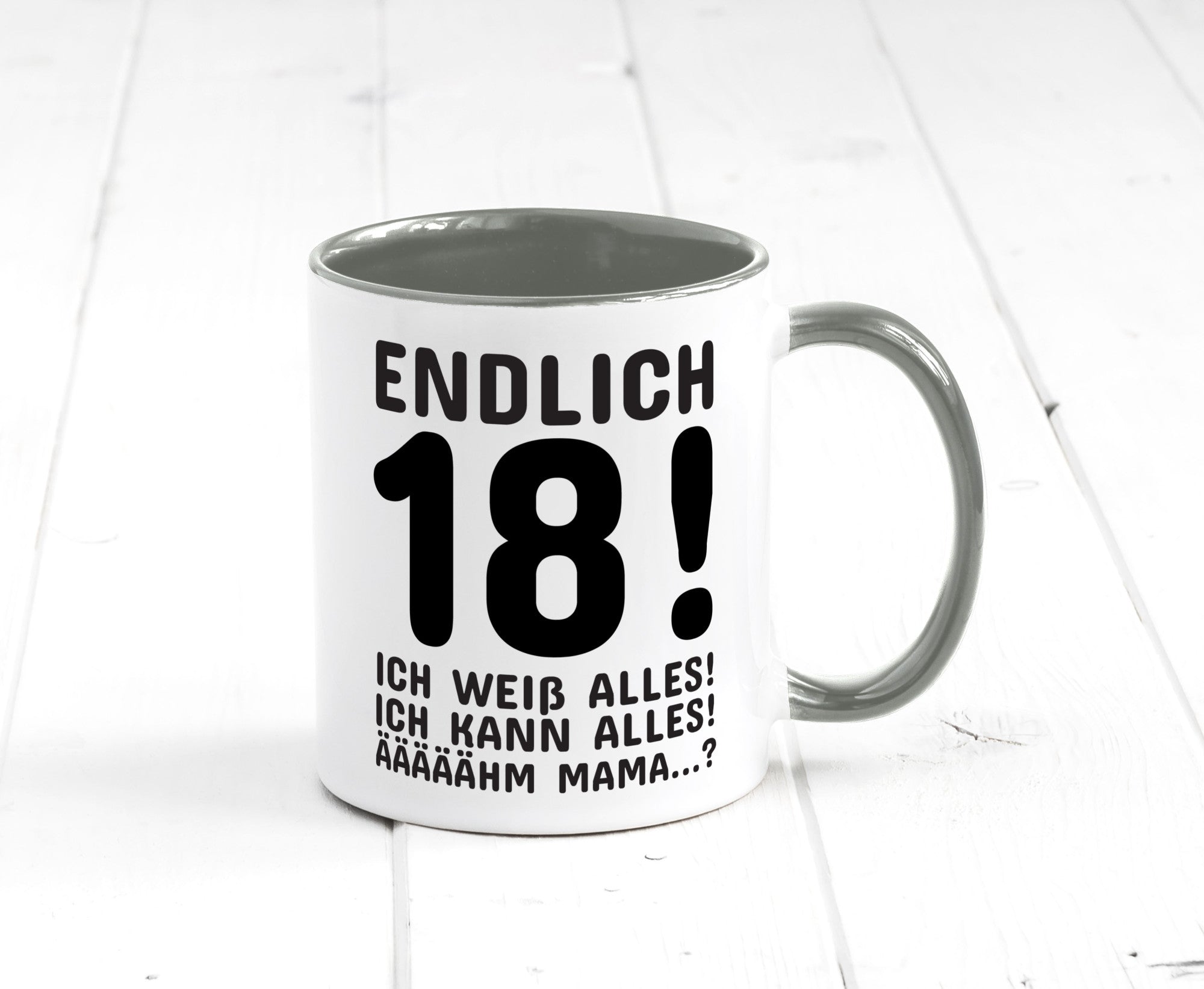 Endlich 18 | Geburtstag Tasse volljährig Erwachsen lustig Geschenkidee Geschenk