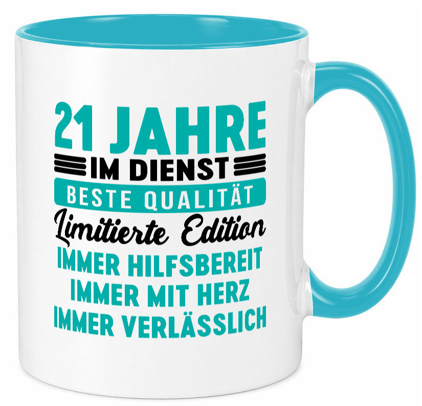 21 Jahre im Dienst | Jubiläum Arbeit v5 lustig Kollegen Büro Geschenk Tasse