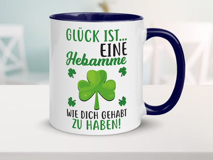 Hebamme Dankeschön | Dankes Tasse Kleeblätter Glück Humor Geschenkidee