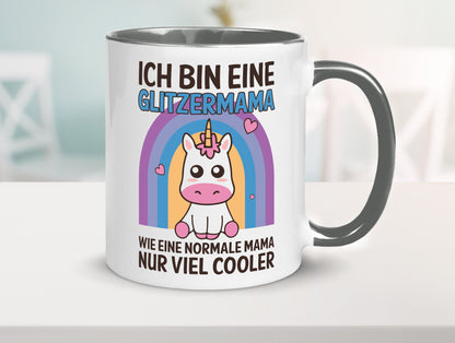Glitzermama, wie normal, nur cooler | Einhorn Geschenkidee Familie Humor Tasse