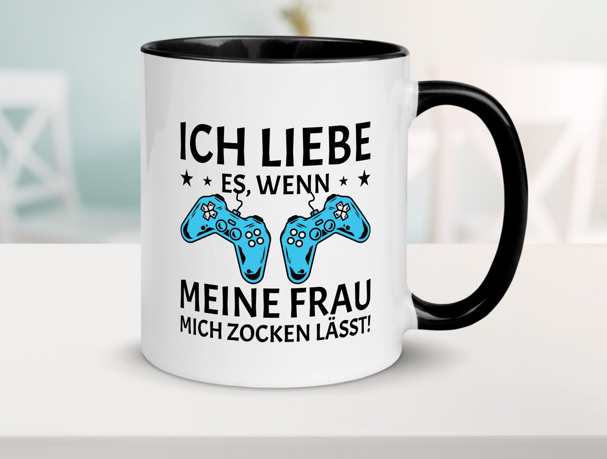 Ich liebe es zu zocken | Controller Sterne lustiger Spruch Geschenk Humor Tasse