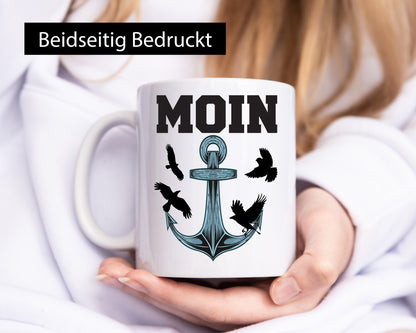 Moin | Norddeutscher Tasse Nordlicht Anker Motiv lustig Humor Geschenkidee