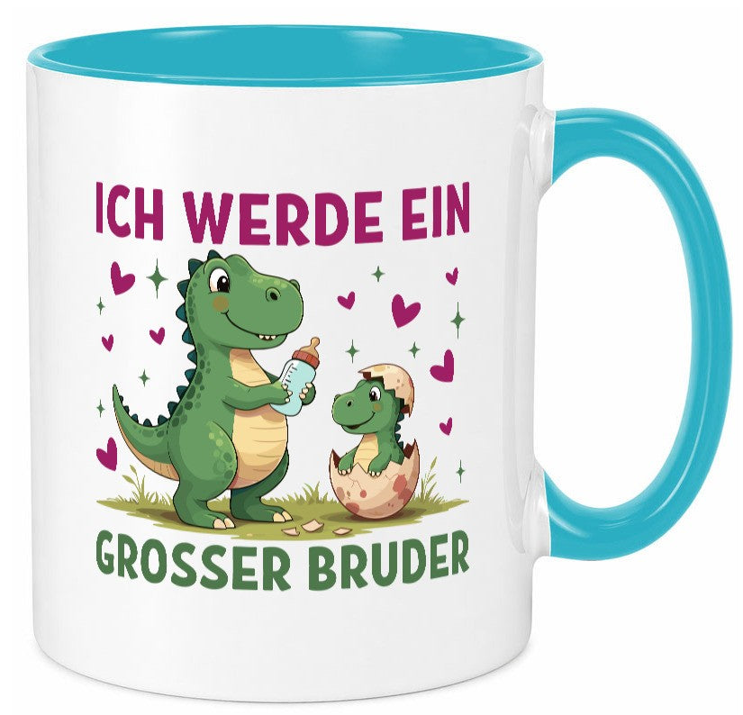 Ich werde ein Großer Bruder | Dino Dinosaurier lustiger Spruch Geschenk Humor Tasse