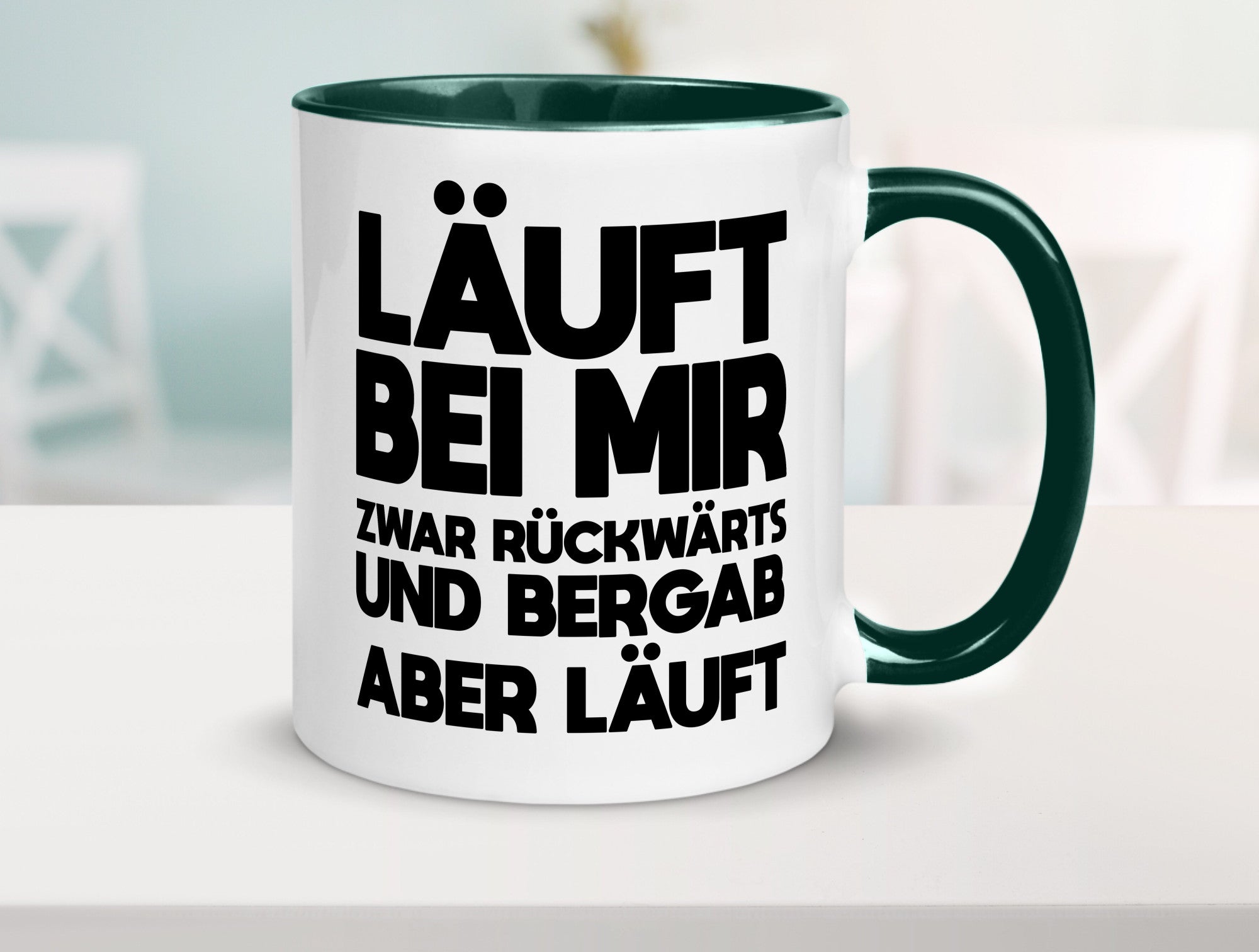Läuft bei mir | Rückwerts aber Motivation Geschenkidee Humor Tasse