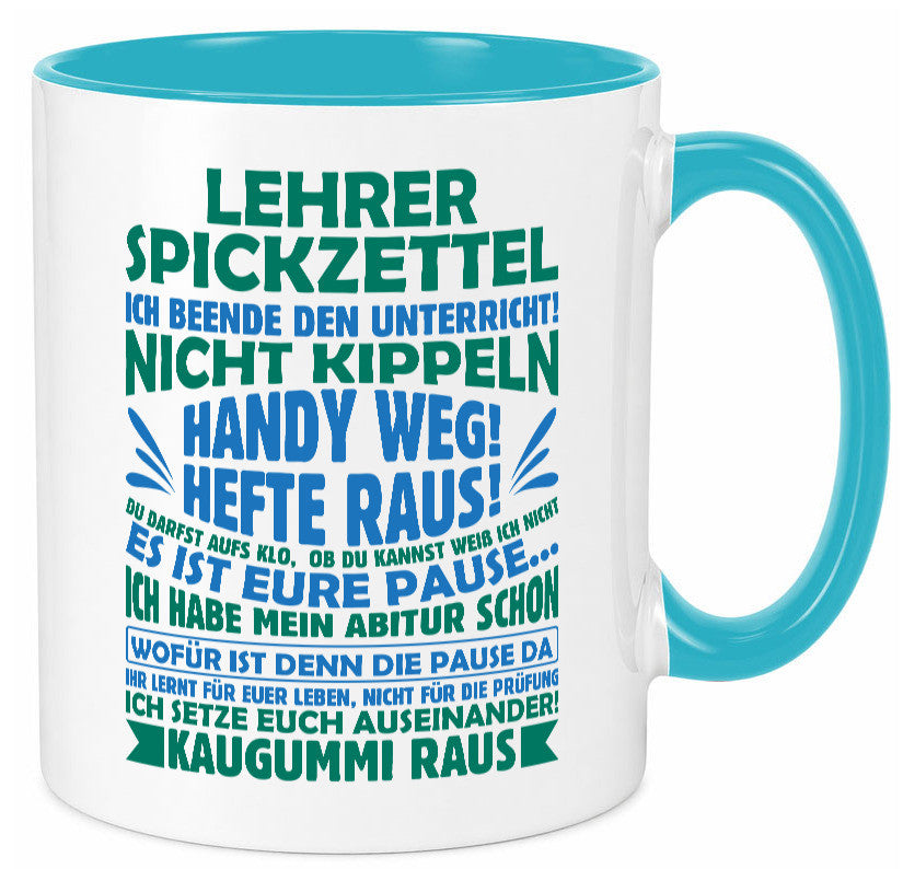 Lehrer Spickzettel | Beruf Tasse lustiger Spruch vl2 Geschenk Arbeit Kollegen