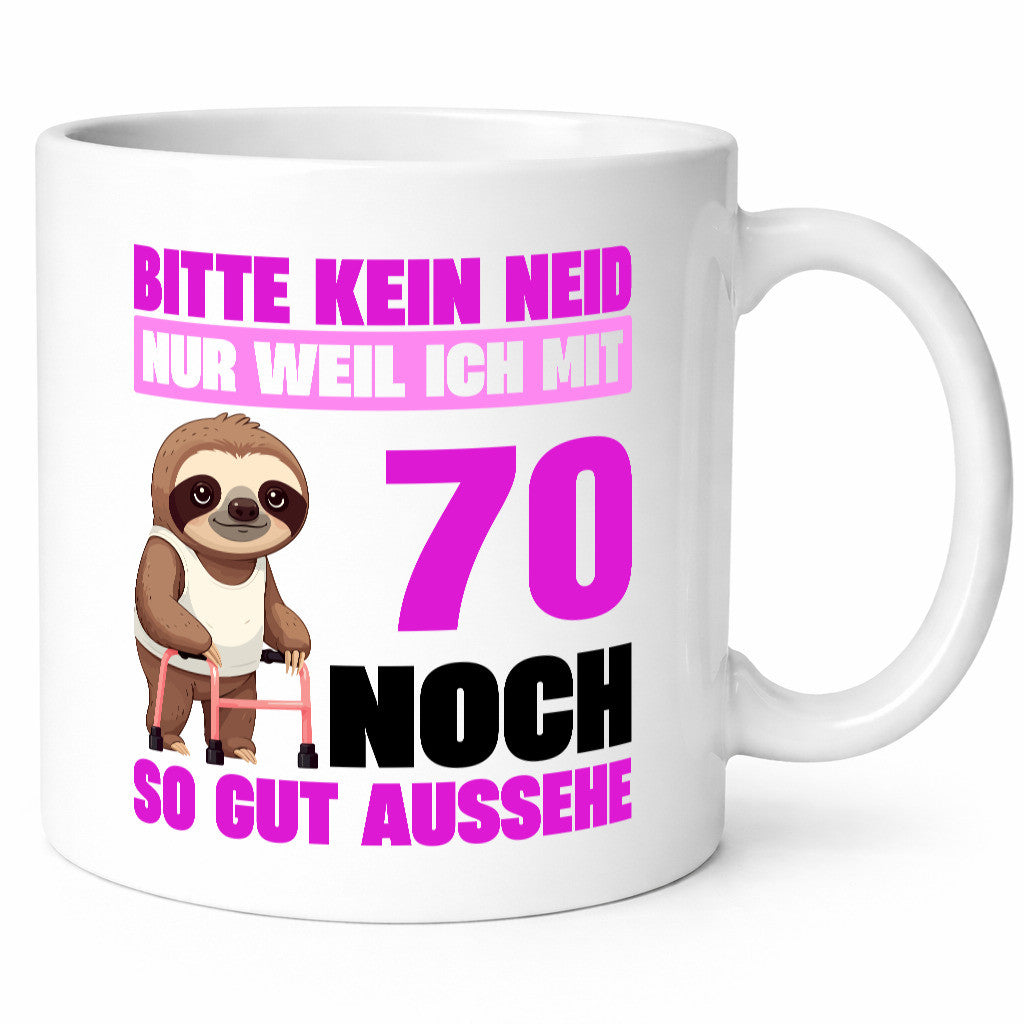 70. Geburtstag | Bitte kein Neid Faultier 70 Jahre v2 Humor Geschenkidee Tasse