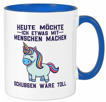 Heute möchte ich Menschen schubsen | Einhorn v2 Geschenk Humor Geschenkidee