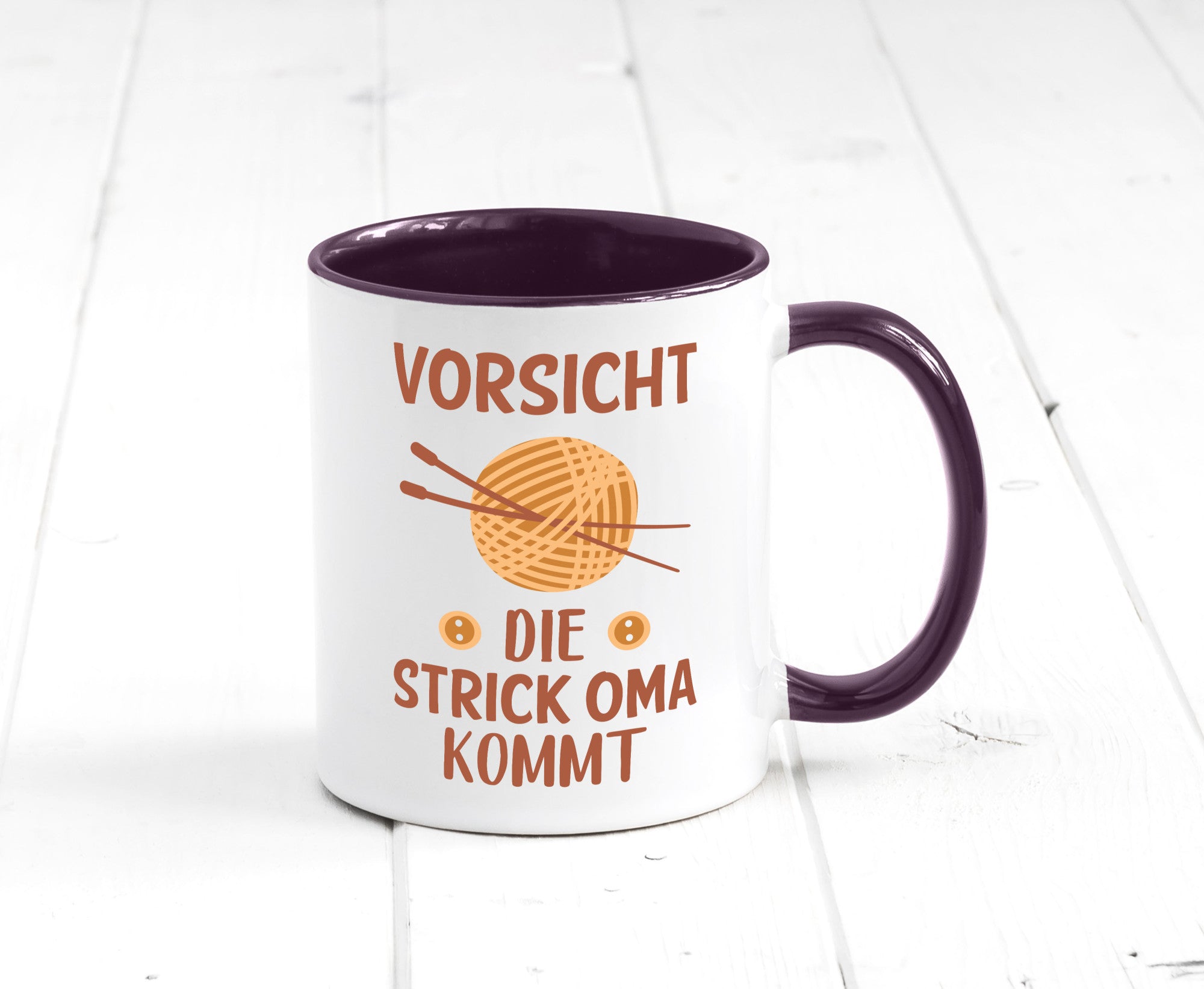 Vorsicht, Strickoma kommt | Wolle Stricknadeln Humor Familie Geschenkidee Tasse