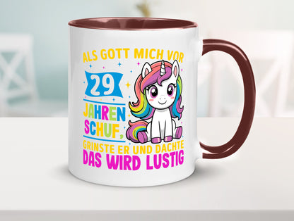 29. Geburtstag | Als Gott mich schuf 40 Jahre v2 Humor Geschenkidee Tasse