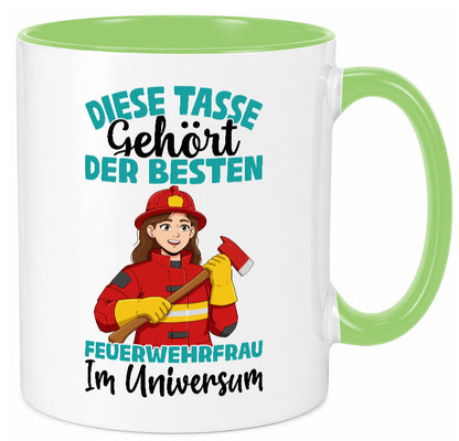 Im Universum: Feuerwehrfrau | Feuerwehr lustig Humor Geschenkidee Geschenk Tasse