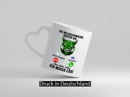 Wildschweinjagt | Wildscheine rufen an Jäger Humor Geschenkidee Tasse