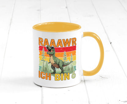 6. Geburtstag | 6 Jahre rarrrr ich bin Dinosaurier Humor Geschenkidee Tasse