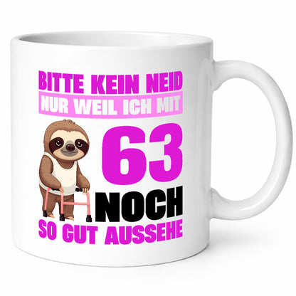 63. Geburtstag | Bitte kein neid Faultier 63 Jahre lustiger Spruch Geschenk