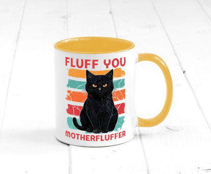 Fluff you Motherfluffer | Schwarze Katze Böse Humor Tierliebhaber Geschenkidee