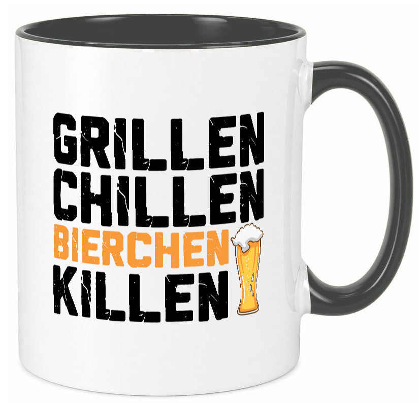 Grillen Chillen Bierchen Killen | Grillmeister Party Geschenk Humor Tasse