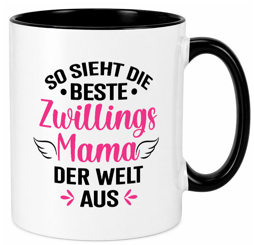 So sieht die Beste Zwillingsmama der Welt aus | Mama lustiger Spruch Geschenk Tasse