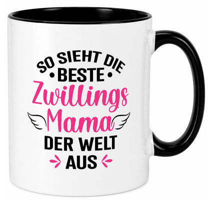 So sieht die Beste Zwillingsmama der Welt aus | Mama lustiger Spruch Geschenk Tasse