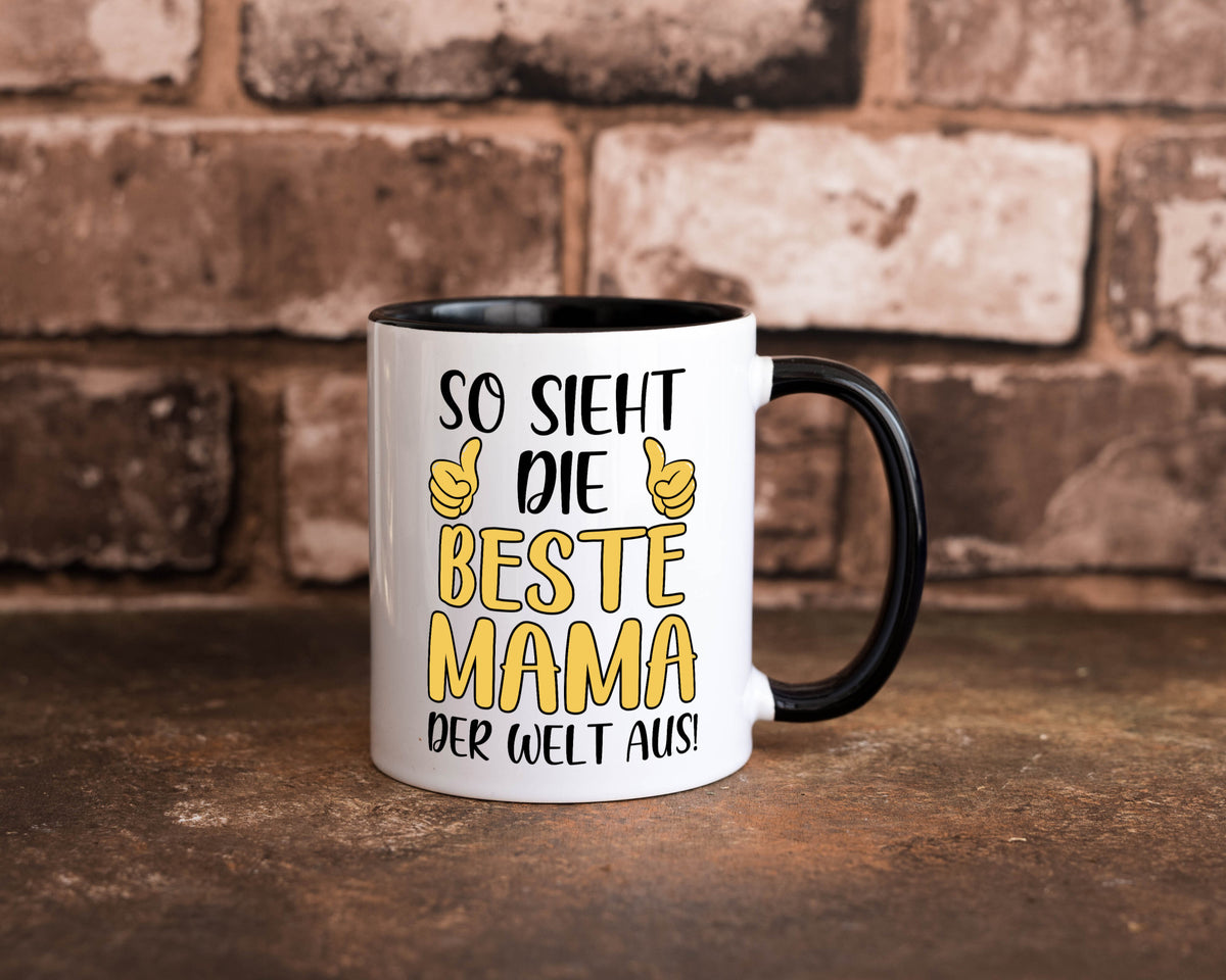 Beste Mama der Welt | Daumen hoch Geschenk Familie Geschenkidee lustiger Spruch Tasse