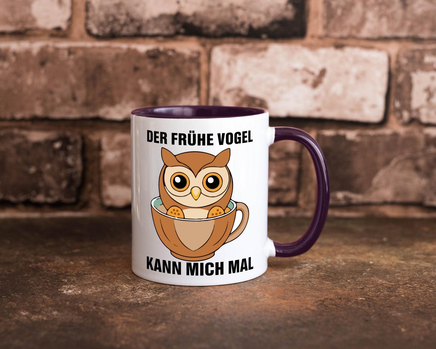 Der frühe Vogel kann mich mal | Eule Morgenmuffel v2 lustiger Spruch Geschenk