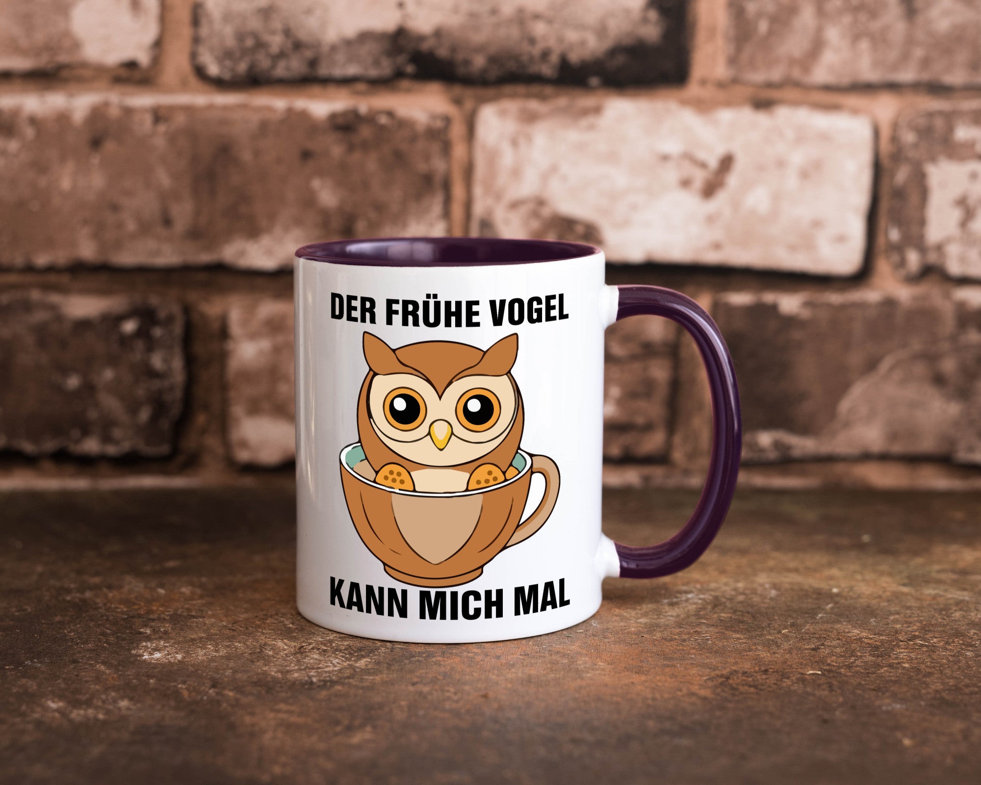 Der frühe Vogel kann mich mal | Eule Morgenmuffel v2 lustiger Spruch Geschenk