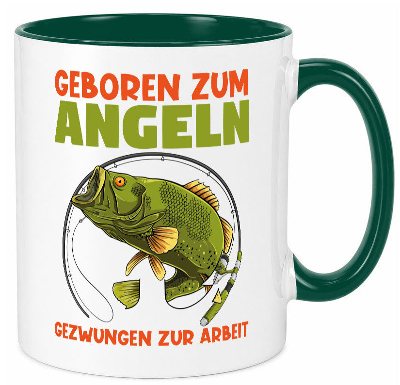 Geboren zum Angeln | Angler Tasse Fischer Spruch Humor Geschenkidee